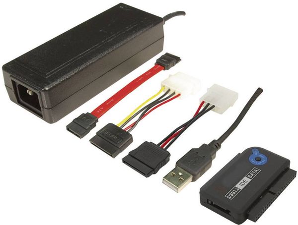 LogiLink Festplatten Adapter [1x USB 2.0 Stecker A - 1x SATA-Stecker 7pol., IDE-Buchse 40pol., IDE-Buchse 44pol.]