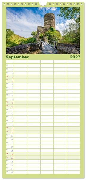Produktbild: Familienplaner 2027 - Burgen des Hunsr&uuml;cks mit 5 Spalten (Wandkalender, 21 x 45 cm) CALVENDO