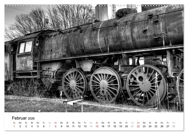Produktbild: Unter Dampf - Eisenbahnromantik in schwarz-wei&szlig; (Wandkalender 2026 DIN A2 quer), CALVENDO Monatskalender