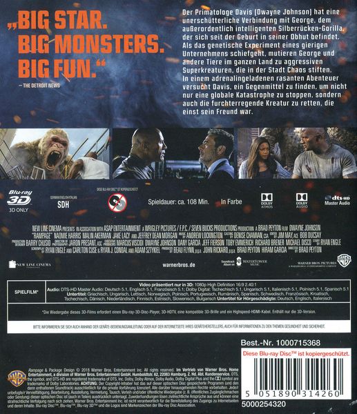 Produktbild: Rampage: Big Meets Bigger 3D [3D Blu-ray]