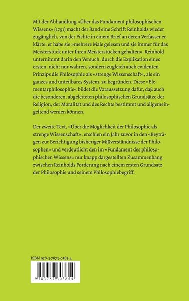 Produktbild: &Uuml;ber das Fundament des philosophischen Wissens. &Uuml;ber die M&ouml;glichkeit der Philosophie als strenge Wissenschaft