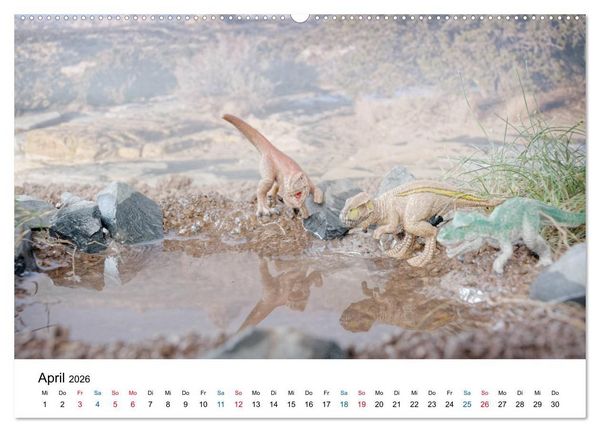 Produktbild: Faszination Urzeit - wenn Spielzeugdinos zum Leben erwachen (Wandkalender 2026 DIN A2 quer), CALVENDO Monatskalender