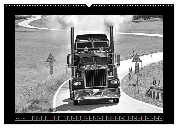 Produktbild: Kenworth W900A EXTHD - in schwarzwei&szlig; (hochwertiger Premium Wandkalender 2026 DIN A2 quer), Kunstdruck in Hochglanz