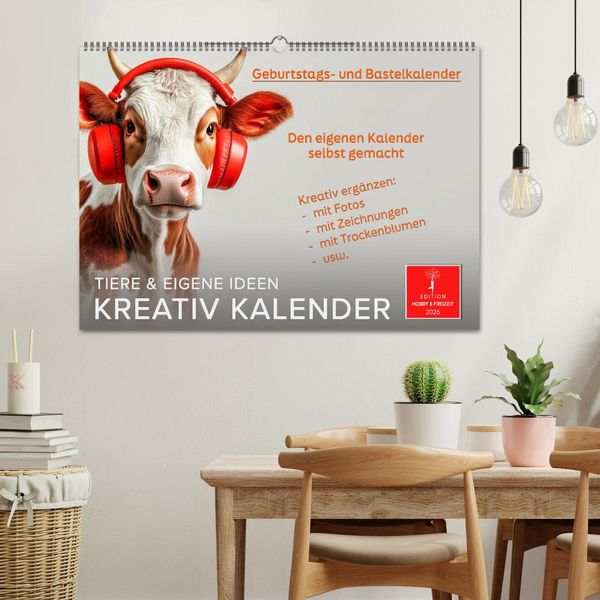 Produktbild: Kreativ Kalender - Tiere & eigene Ideen (Wandkalender 2026 DIN A2 quer), CALVENDO Monatskalender