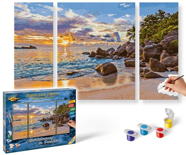 Schipper 609260906 - Malen nach Zahlen, Abendstimmung im Paradies, Triptychon, 50 x 80 cm