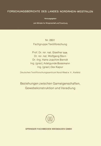 Produktbild: Beziehungen zwischen Garneigenschaften, Gewebekonstruktion und Veredlung