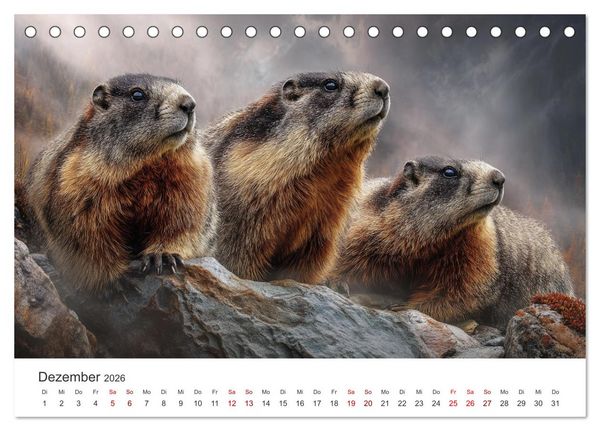 Produktbild: Alpenpl&uuml;sch - Mit Murmeltieren durchs Jahr (Tischkalender 2026 DIN A5 quer), CALVENDO Monatskalender