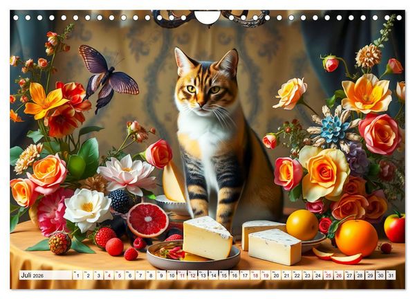 Produktbild: Klassische Katzenportr&auml;ts - Katzen in opulenten Stillleben (Wandkalender 2026 DIN A4 quer), CALVENDO Monatskalender