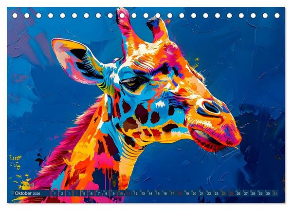 Produktbild: GIRAFFEN - Modern Art (Tischkalender 2026 DIN A5 quer), CALVENDO Monatskalender