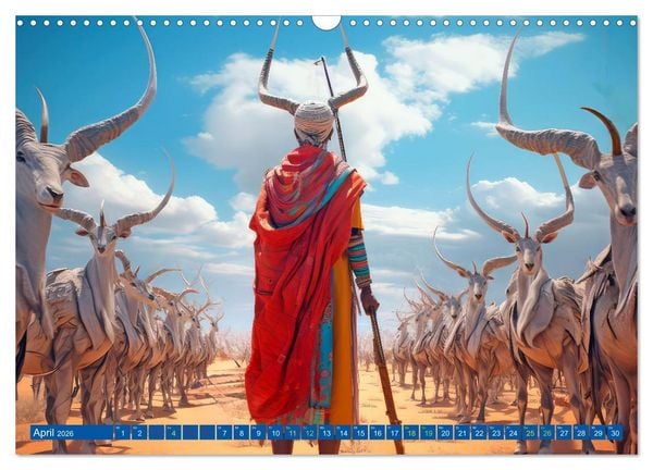 Produktbild: Surrealistische Bilder - Inspiriert von den Massai (Wandkalender 2026 DIN A3 quer), CALVENDO Monatskalender