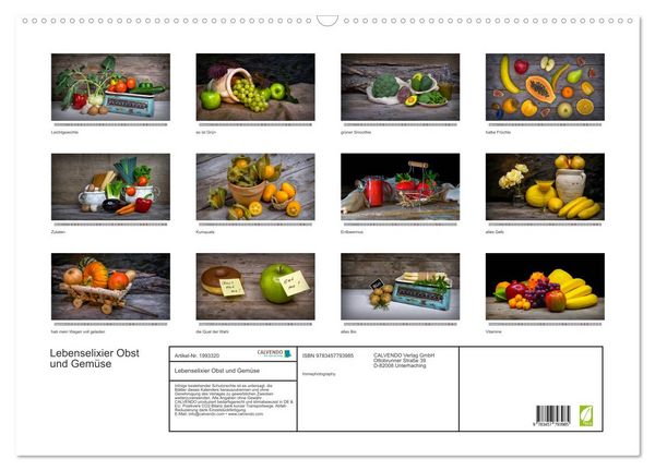 Produktbild: Lebenselixier Obst und Gem&uuml;se (Wandkalender 2026 DIN A2 quer), CALVENDO Monatskalender