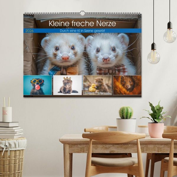 Produktbild: Kleine freche Nerze (Wandkalender 2026 DIN A2 quer), CALVENDO Monatskalender