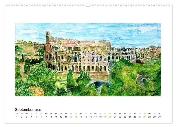 Produktbild: ROM In stillen Aquarellen (hochwertiger Premium Wandkalender 2026 DIN A2 quer), Kunstdruck in Hochglanz