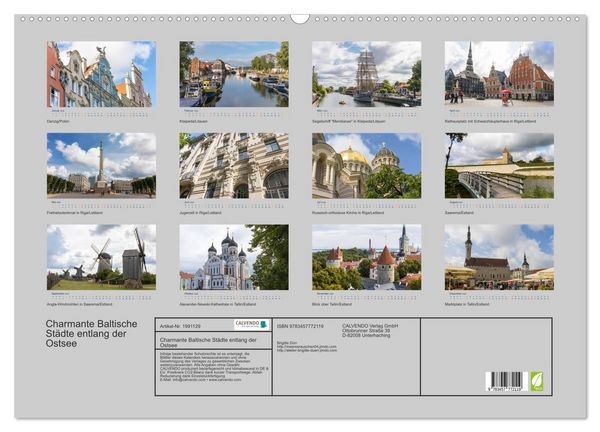 Produktbild: Charmante Baltische St&auml;dte entlang der Ostsee (Wandkalender 2026 DIN A2 quer), CALVENDO Monatskalender