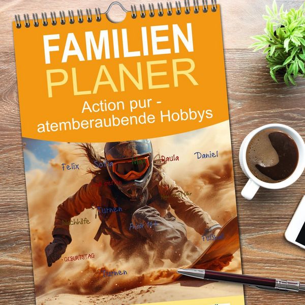 Produktbild: Familienplaner 2026 - Action pur - atemberaubende Hobbys mit 5 Spalten (Wandkalender, 21 x 45 cm) CALVENDO