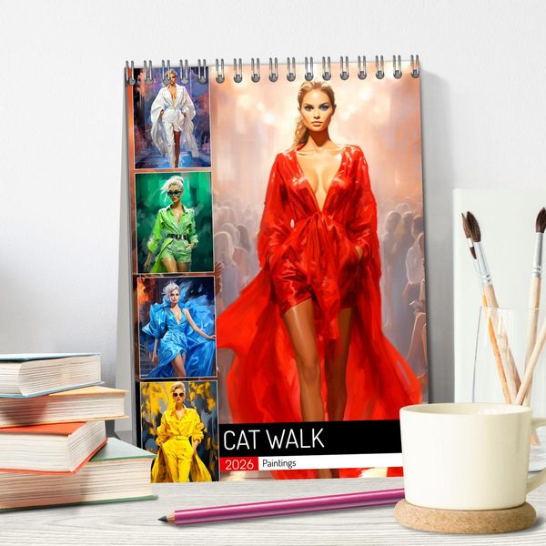 Produktbild: Cat Walk. Paintings (Tischkalender 2026 DIN A5 hoch), CALVENDO Monatskalender