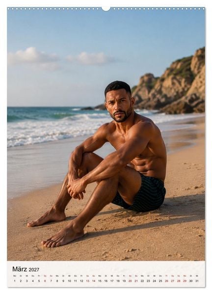 Produktbild: Golden Beach Men - Sinnliche Strandmomente (Wandkalender 2027 DIN A2 hoch), CALVENDO Monatskalender