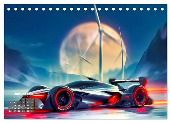 Produktbild: Formel E futuristisch (Tischkalender 2026 DIN A5 quer), CALVENDO Monatskalender
