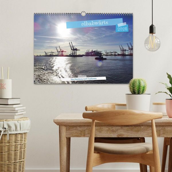 Produktbild: elbabw&auml;rts - Von Hamburg nach Cuxhaven (Wandkalender 2026 DIN A3 quer), CALVENDO Monatskalender