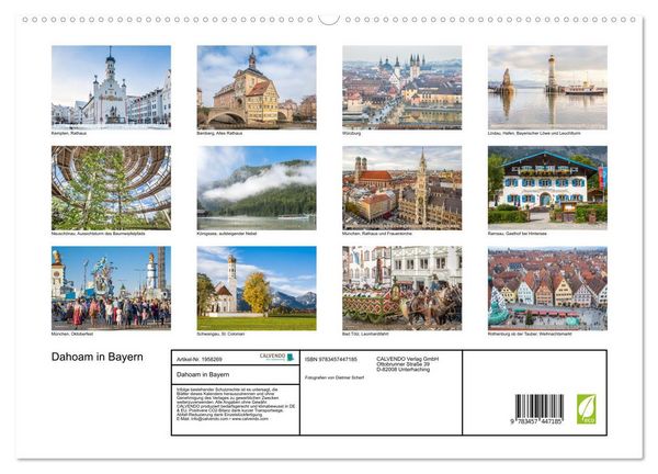 Produktbild: Dahoam in Bayern (hochwertiger Premium Wandkalender 2026 DIN A2 quer), Kunstdruck in Hochglanz