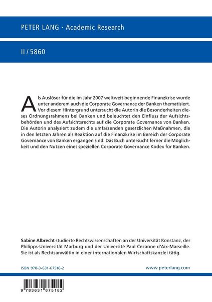 Produktbild: Corporate Governance von Banken