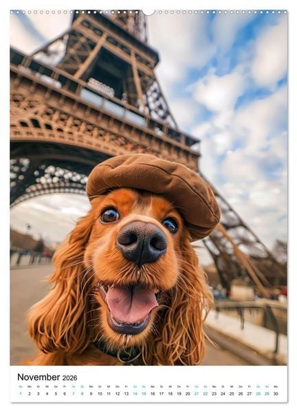 Produktbild: Cavalier King Charles Spaniel - Lustige Weltenreise im Selfie-Modus (hochwertiger Premium Wandkalender 2026 DIN A2 hoch), Kunstdruck in Hochglanz