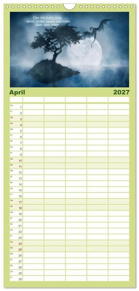 Produktbild: Familienplaner 2027 - Wo die wilden Drachen wohnen mit 5 Spalten (Wandkalender, 21 x 45 cm) CALVENDO