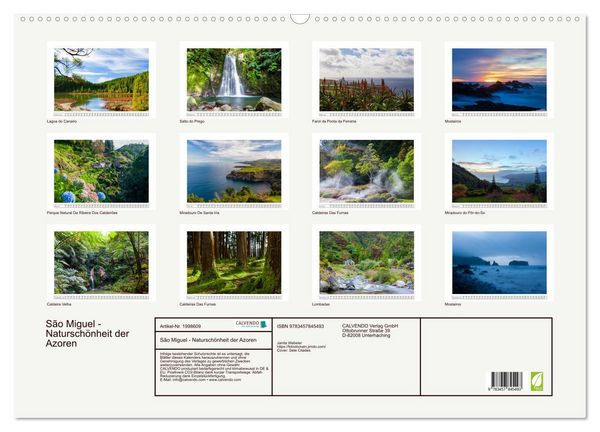 Produktbild: S&atilde;o Miguel - Natursch&ouml;nheit der Azoren (Wandkalender 2026 DIN A2 quer), CALVENDO Monatskalender