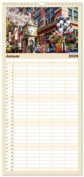Produktbild: Familienplaner 2026 - VANCOUVER K&uuml;stencharme und Urbanit&auml;t mit 5 Spalten (Wandkalender, 21 x 45 cm) CALVENDO