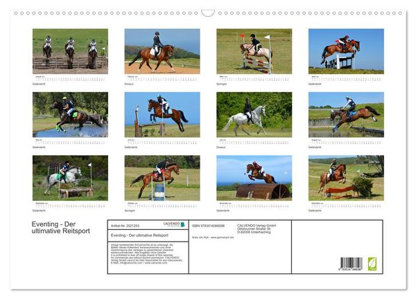 Produktbild: Eventing - Der ultimative Reitsport (Wandkalender 2026 DIN A2 quer), CALVENDO Monatskalender