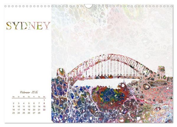 Produktbild: Bunte Metropolen - kunstvolle Skylines bekannter Weltst&auml;dte (Wandkalender 2026 DIN A3 quer), CALVENDO Monatskalender
