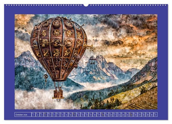 Produktbild: Steampunk power on ground, water, air and space (High Quality Premium Wall Calendar 2026 DIN A2 landscape),CALVENDO 12 Month Wall Calendar