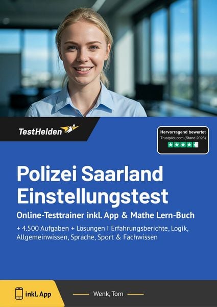 Produktbild: Polizei Saarland Einstellungstest: Online-Testtrainer inkl. App & Mathe Lern-Buch