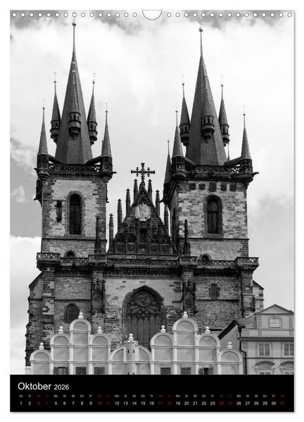 Produktbild: Prag - Die goldene Stadt in monochrom (Wandkalender 2026 DIN A3 hoch), CALVENDO Monatskalender