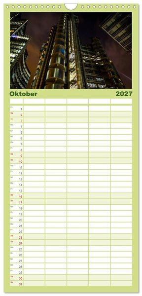 Produktbild: Familienplaner 2027 - Wundervolles London mit 5 Spalten (Wandkalender, 21 x 45 cm) CALVENDO