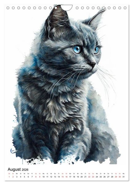 Produktbild: Katzen wie gemalt (Wandkalender 2026 DIN A4 hoch), CALVENDO Monatskalender