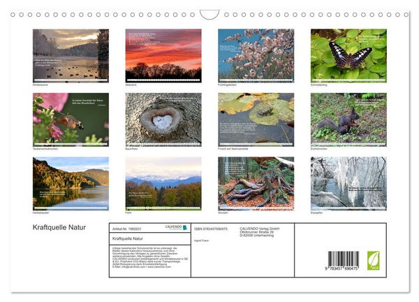 Produktbild: Kraftquelle Natur (Wandkalender 2026 DIN A3 quer), CALVENDO Monatskalender