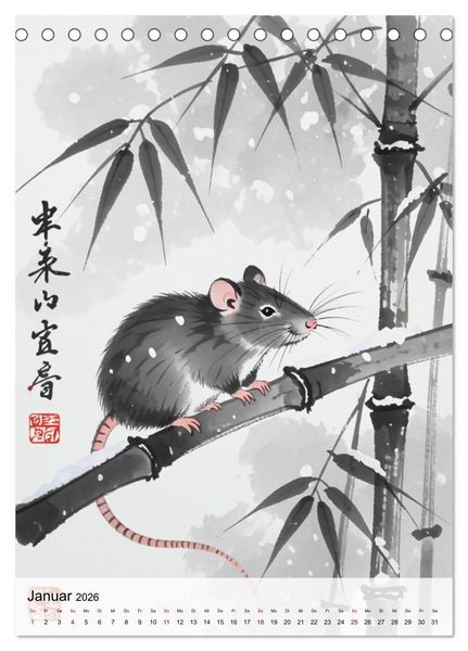 Produktbild: Die 12 chinesischen Tierkreiszeichen (Tischkalender 2026 DIN A5 hoch), CALVENDO Monatskalender