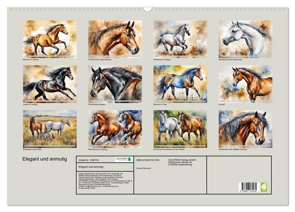 Produktbild: Elegant und anmutig (Wandkalender 2026 DIN A2 quer), CALVENDO Monatskalender