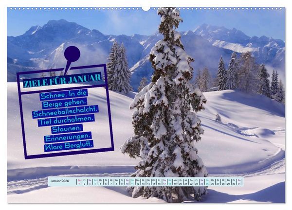 Produktbild: ZIELE Monat f&uuml;r Monat (hochwertiger Premium Wandkalender 2026 DIN A2 quer), Kunstdruck in Hochglanz