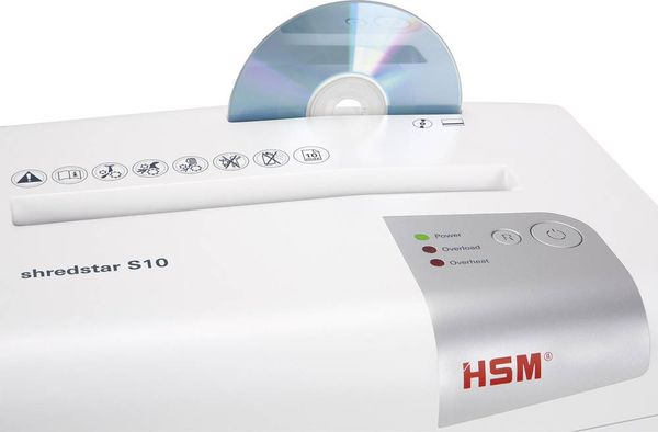 Produktbild: HSM shredstar S10 Aktenvernichter 10 Blatt Streifenschnitt 6 mm P-2 18 l Vernichtet auch B&uuml;roklammern, CDs, DVDs, Heftklammern, Kreditkarte