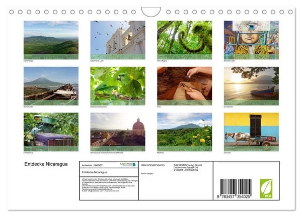 Produktbild: Entdecke Nicaragua (Wandkalender 2026 DIN A4 quer), CALVENDO Monatskalender
