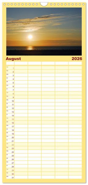 Produktbild: Familienplaner 2026 - Amrum mit 5 Spalten (Wandkalender, 21 x 45 cm) CALVENDO