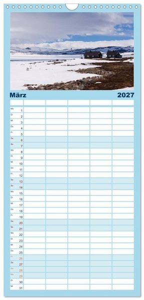 Produktbild: Familienplaner 2027 - Norwegen - Land im Norden mit 5 Spalten (Wandkalender, 21 x 45 cm) CALVENDO