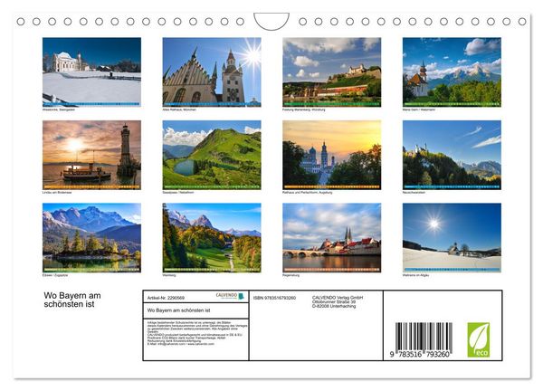 Produktbild: Wo Bayern am sch&ouml;nsten ist (Wandkalender 2027 DIN A4 quer), CALVENDO Monatskalender