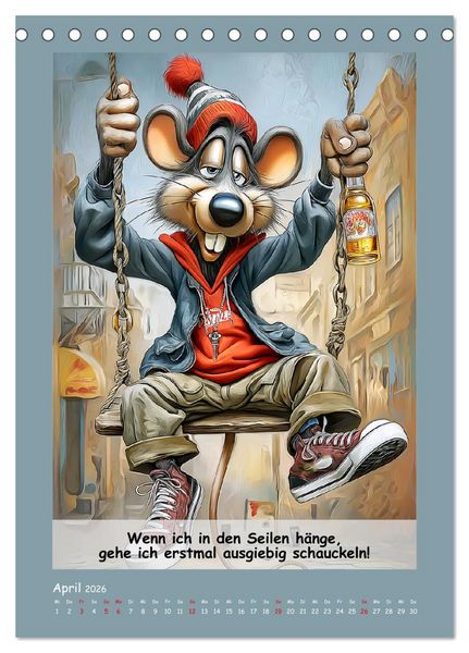 Produktbild: Rattige Jungs. Trockener, b&ouml;ser Stadtratten-Humor (Tischkalender 2026 DIN A5 hoch), CALVENDO Monatskalender