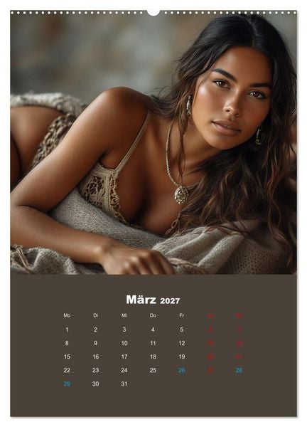 Produktbild: Indianische Sch&ouml;nheiten Kalender: Sinnliche Glamour Frauen in KI Kunst (hochwertiger Premium Wandkalender 2027 DIN A2 hoch), Kunstdruck in Hochglanz