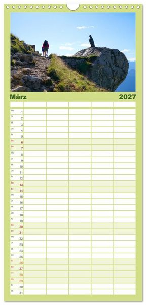 Produktbild: Familienplaner 2027 - Wandern im Rosengarten und Latemar mit 5 Spalten (Wandkalender, 21 x 45 cm) CALVENDO