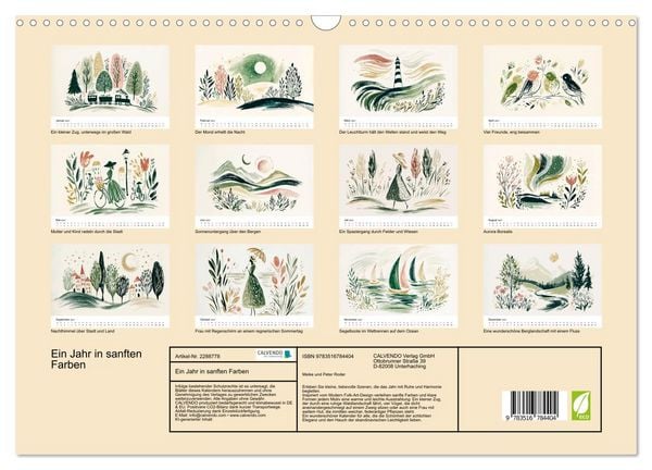 Produktbild: Ein Jahr in sanften Farben (Wandkalender 2027 DIN A3 quer), CALVENDO Monatskalender