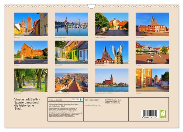 Produktbild: Vinetastadt Barth - Spaziergang durch die historische Stadt (Wandkalender 2026 DIN A3 quer), CALVENDO Monatskalender